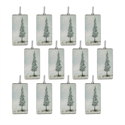 Tis the Season Pine Tree Ornament (Set of 12)