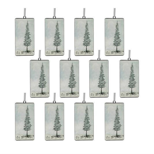 Tis the Season Pine Tree Ornament (Set of 12) -Ship Only