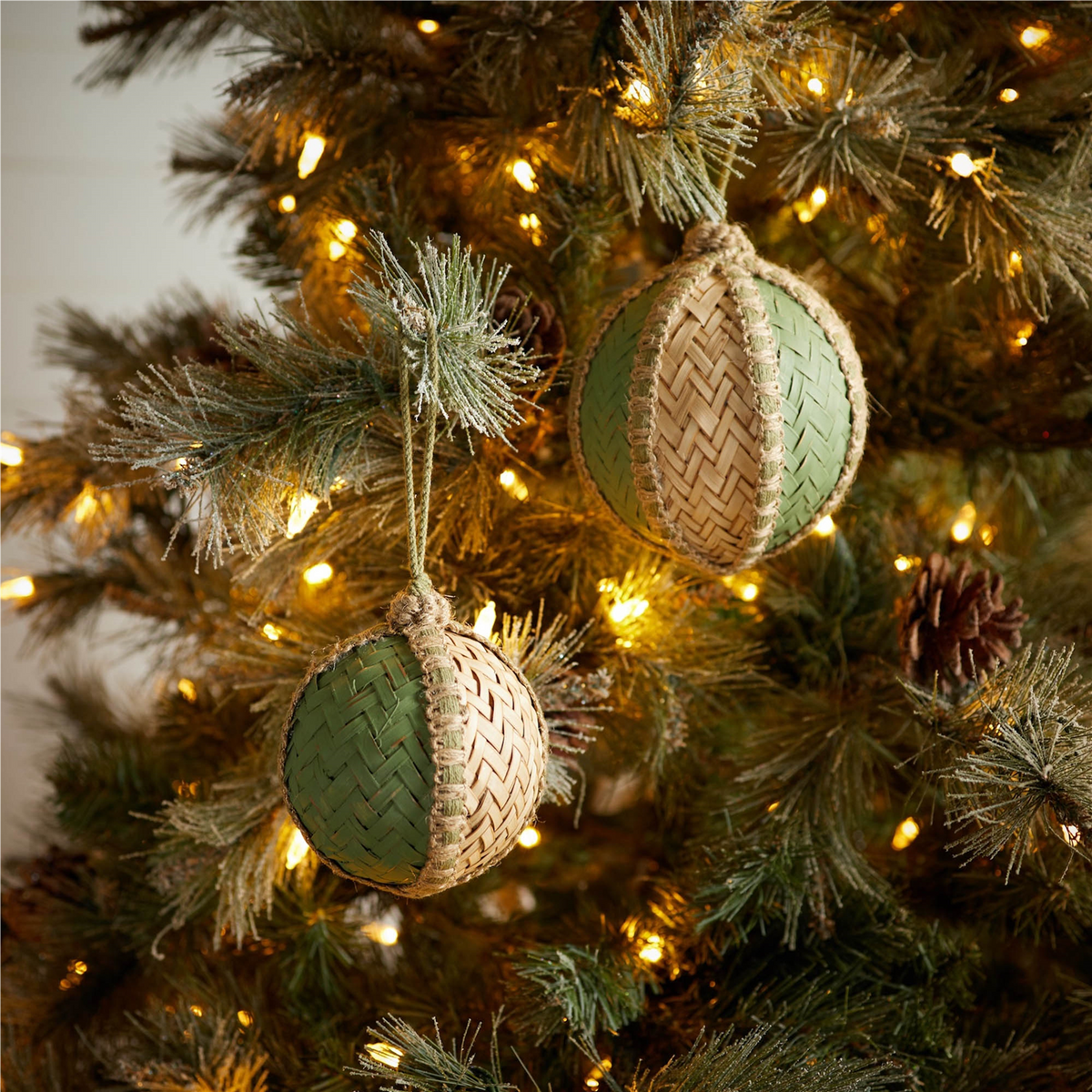 Woven Bamboo Ball Ornament (Set of 4) -Ship Only