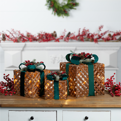 LED Woven Packages with Bow Arrangement (Set of 3)
