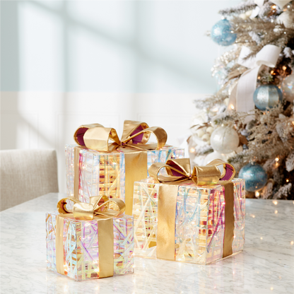 LED Woven Packages with Bow (Set of 3)
