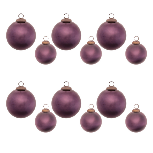 Ball Ornament (Set of 12) 3"D, 4"D Glass -Ship Only