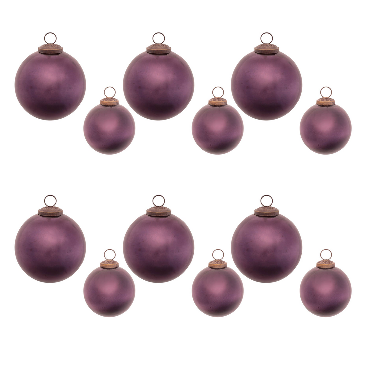 Ball Ornament (Set of 12) 3"D, 4"D Glass -Ship Only