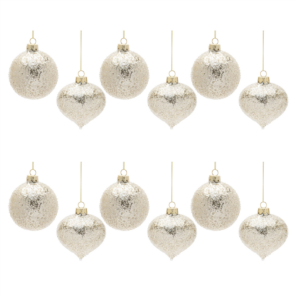 Ball Ornament (Set of 12) 3"D, 3.5"H Glass