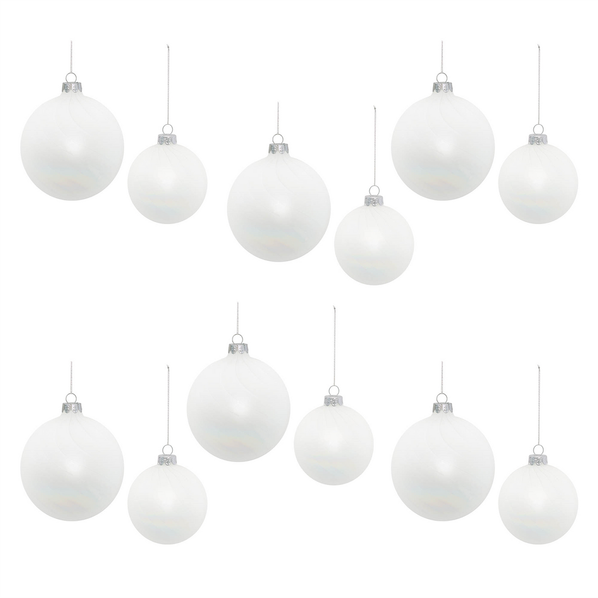 Ball Ornament (Set of 12) 3"D, 4"D Glass -Ship Only