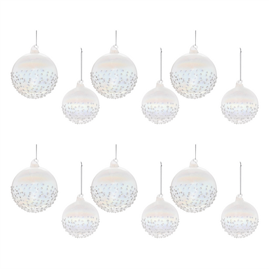 Ball Ornament (Set of 12) 3"D, 4"D Glass -Ship Only