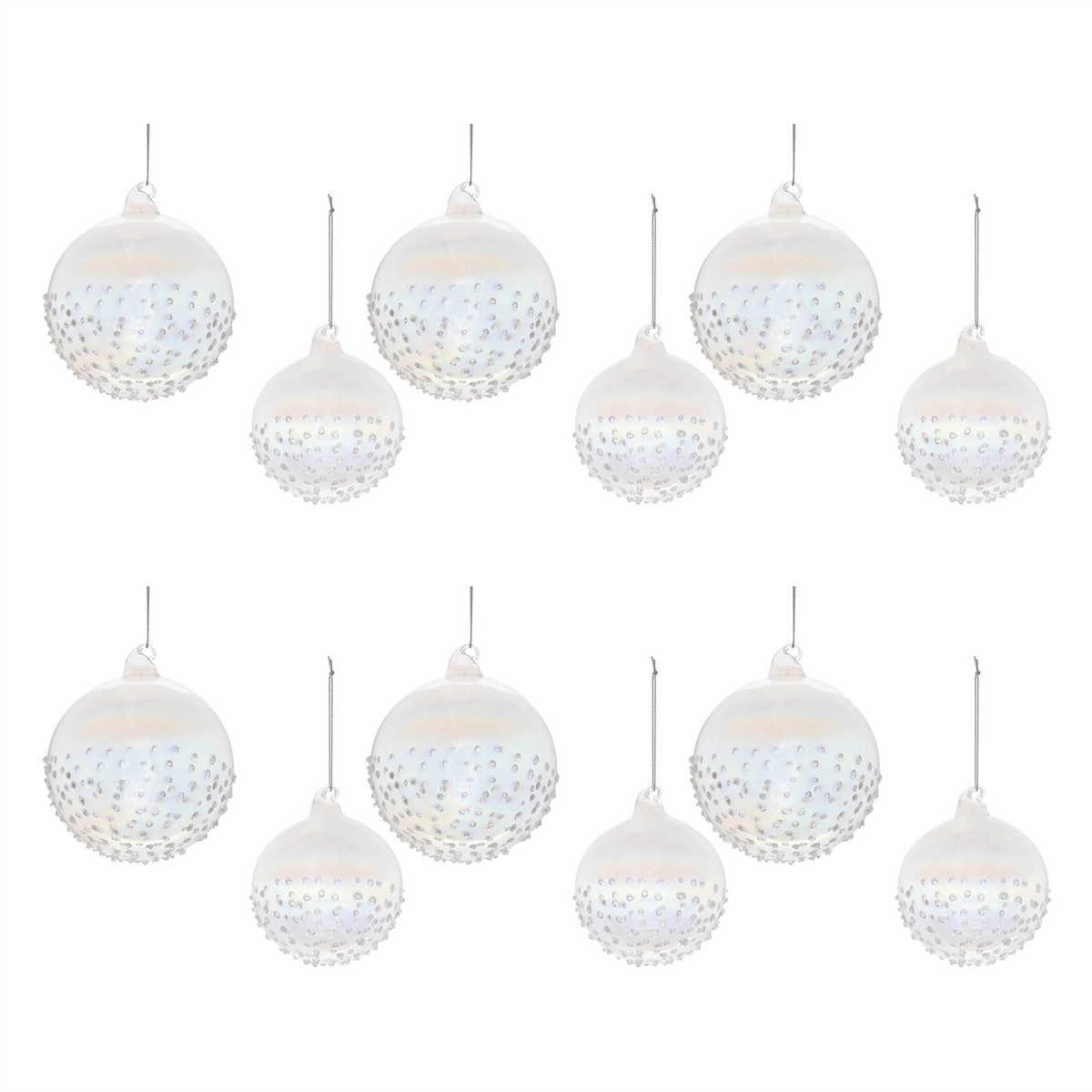 Ball Ornament (Set of 12) 3"D, 4"D Glass -Ship Only