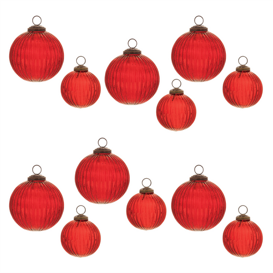 Ball Ornament (Set of 12) 3"D, 4"D Glass -Ship Only