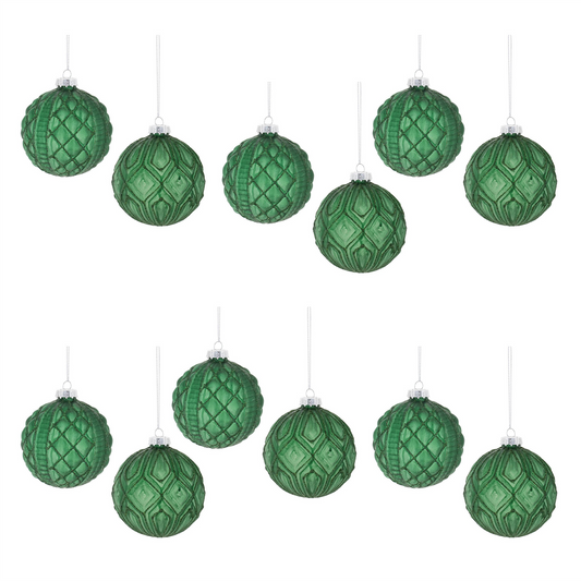 Ball Ornament (Set of 12) 3”D Glass -Ship Only