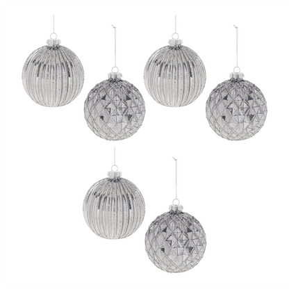 Glittered Glass Ball Ornament (Set of 6)