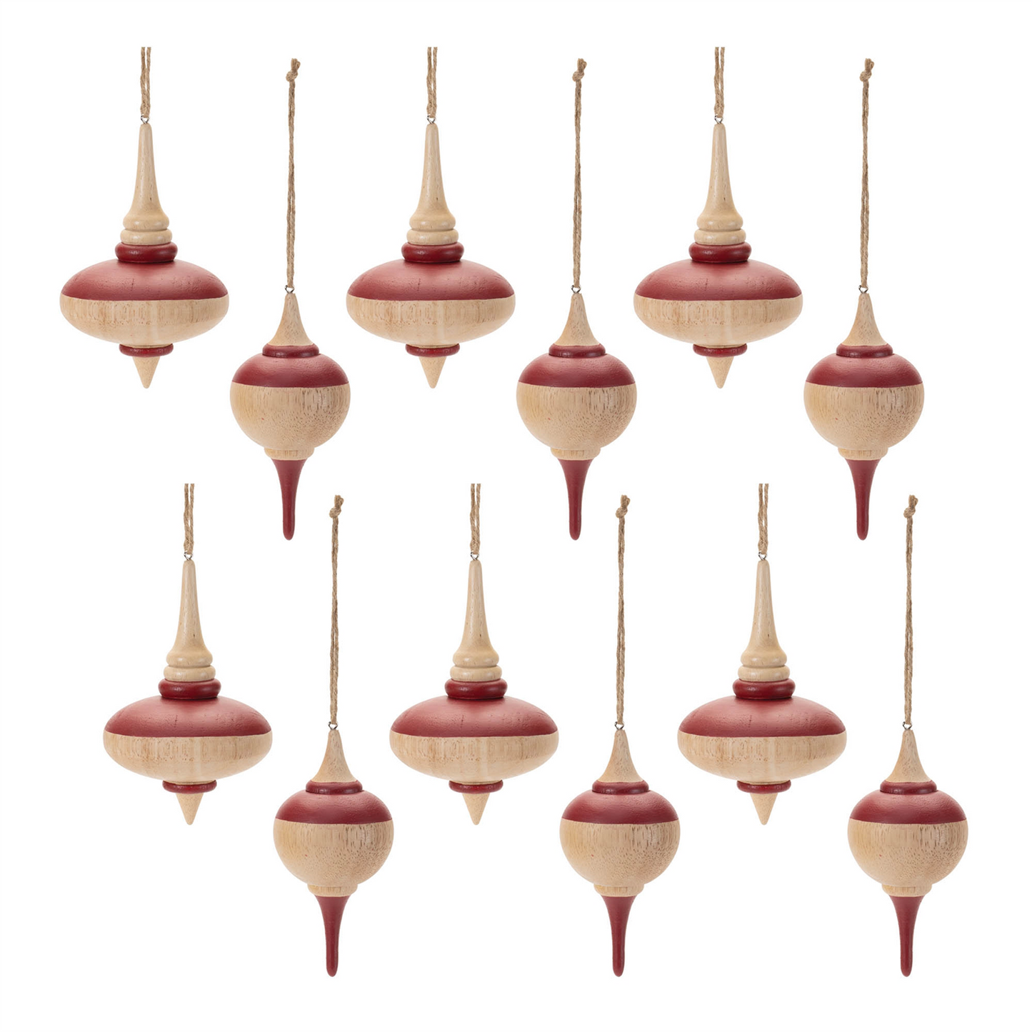 Oak Wood Top Ornament (Set of 12)