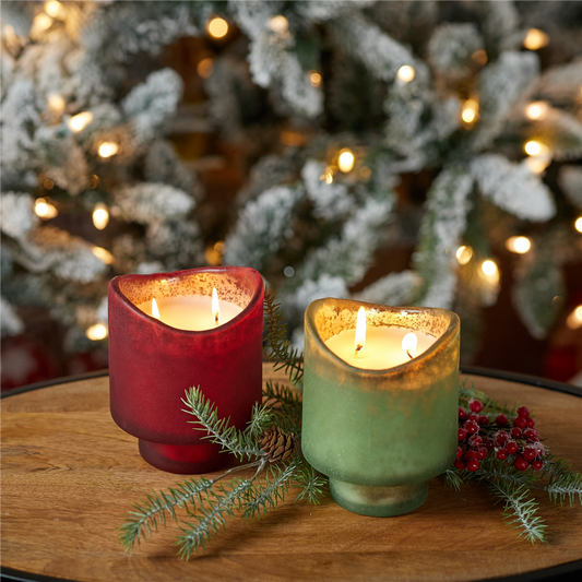 Wassail Scented Soy Candle with Frosted Glass Holder (Set of 2) -Ship Only