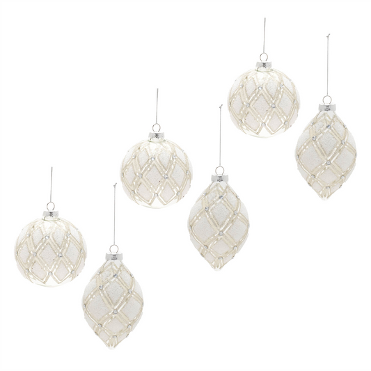 Ornament (Set of 6) 4"D, 5.5"H Glass -Ship Only