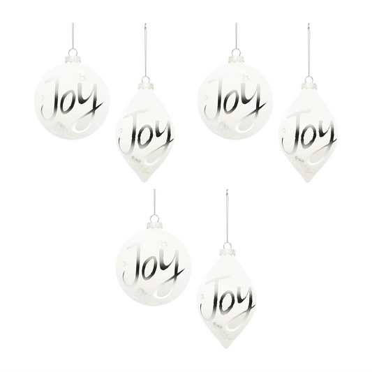Frosted Glass Joy Ornament (Set of 6) -Ship Only