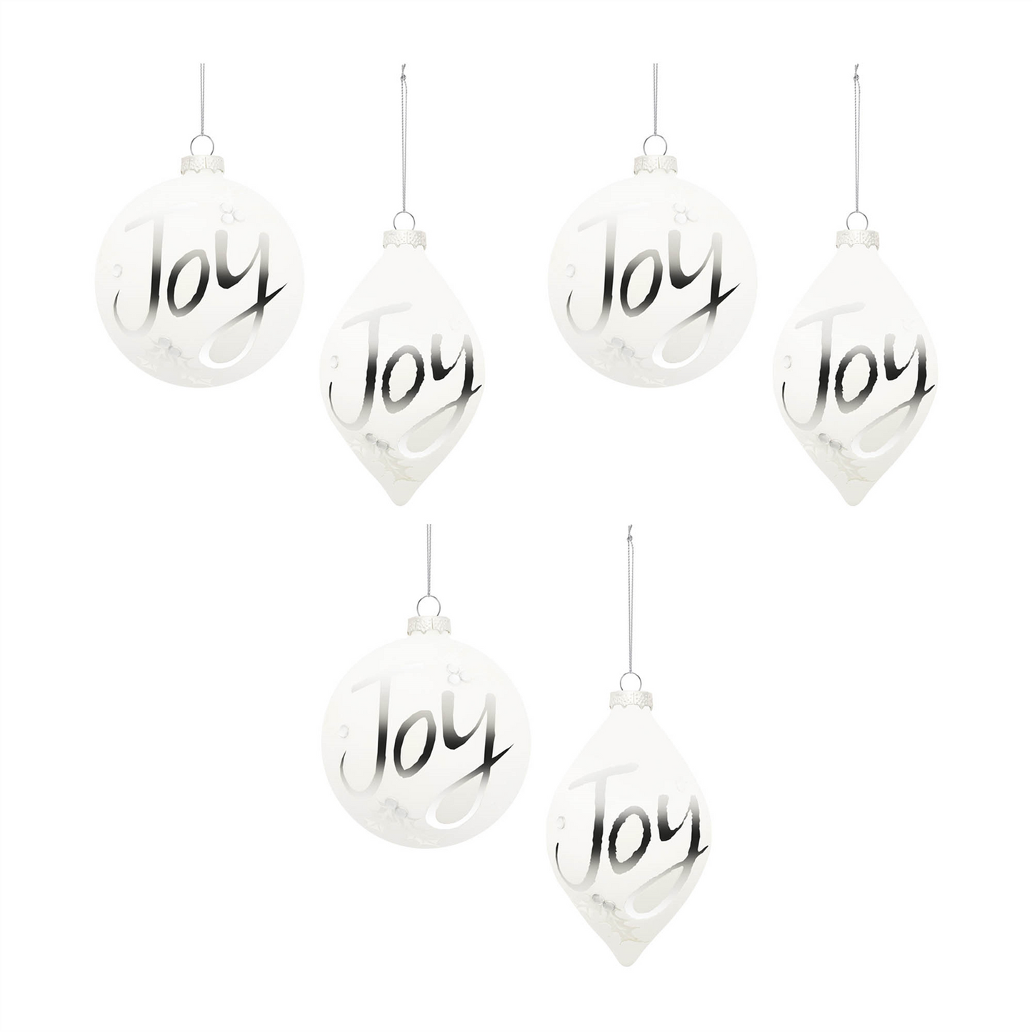 Frosted Glass Joy Ornament (Set of 6)