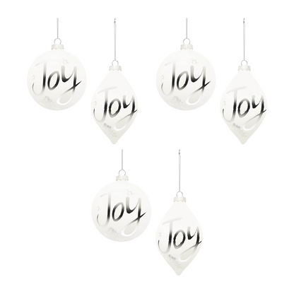 Frosted Glass Joy Ornament (Set of 6)