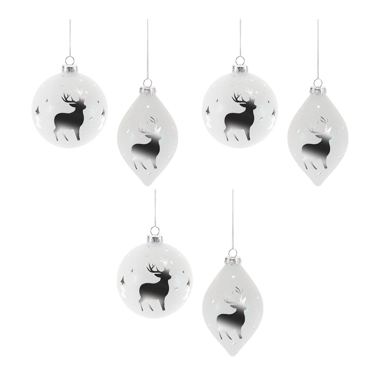 Ornament (Set of 6) 4"D, 5"H Glass