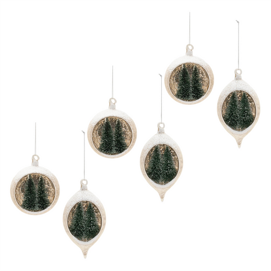Ornament (Set of 6) 4.5"H, 5.5"H Glass -Ship Only