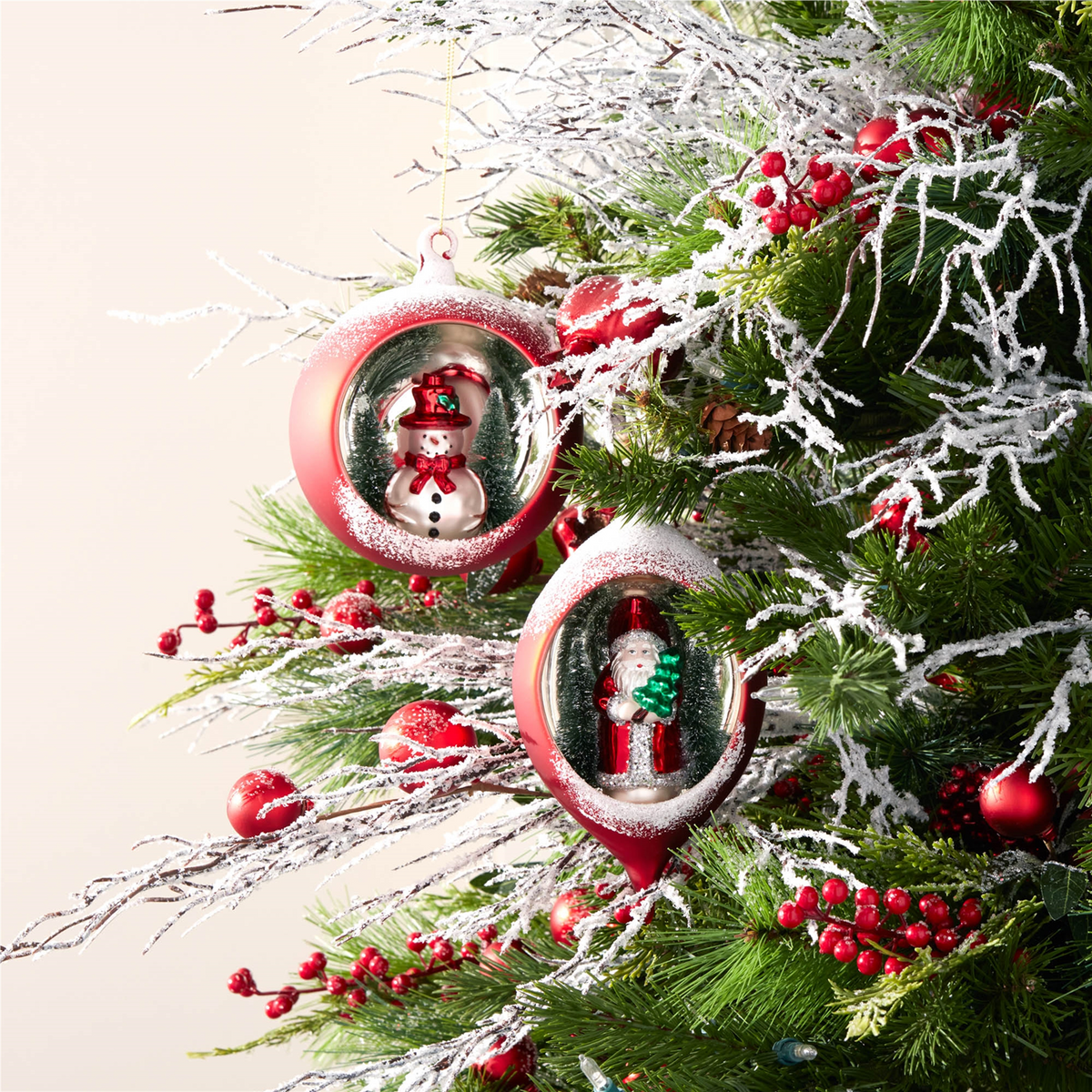 Mercury Glass Ornament with Pine Trees (Set of 6)