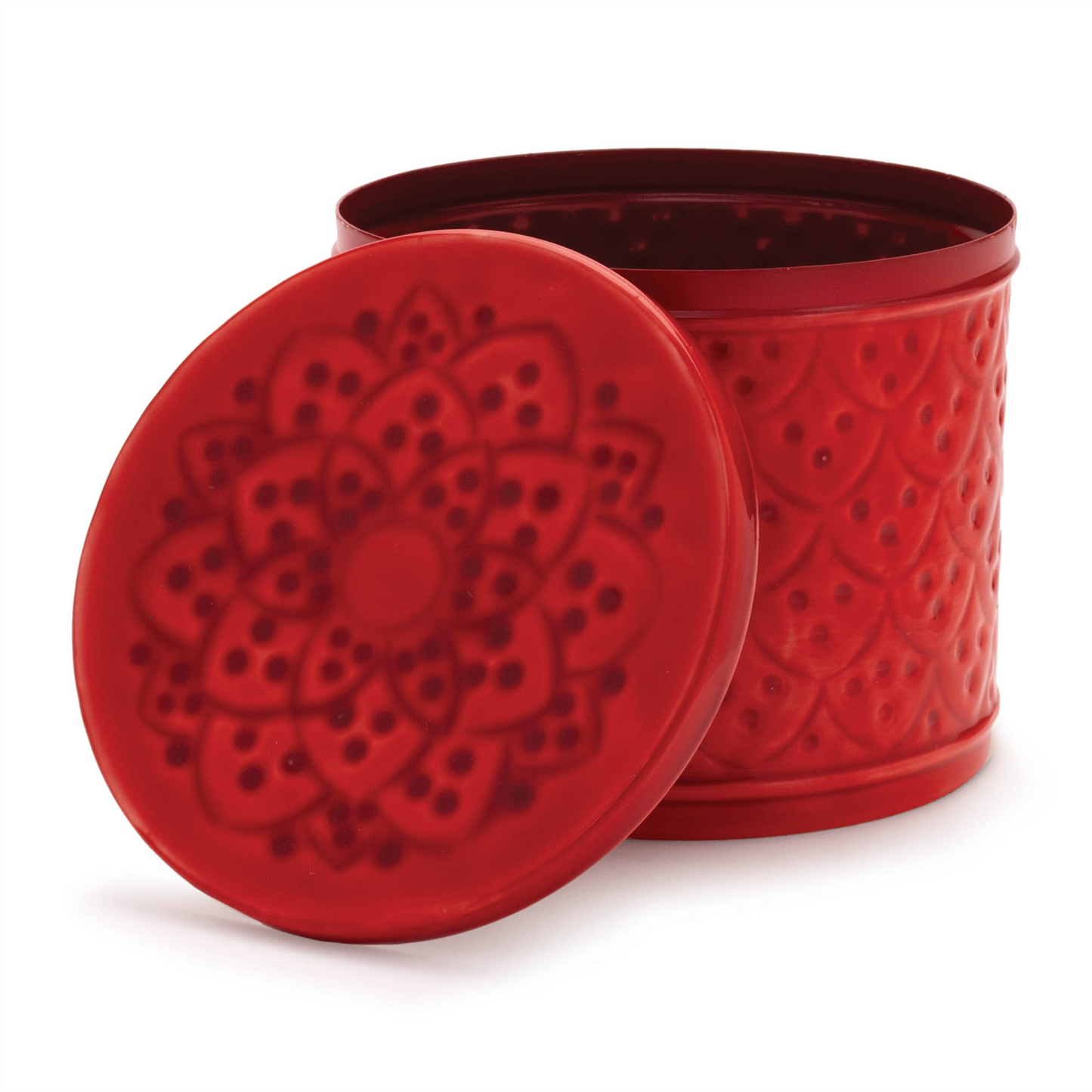 Red Metal Container with Lid (Set of 2)