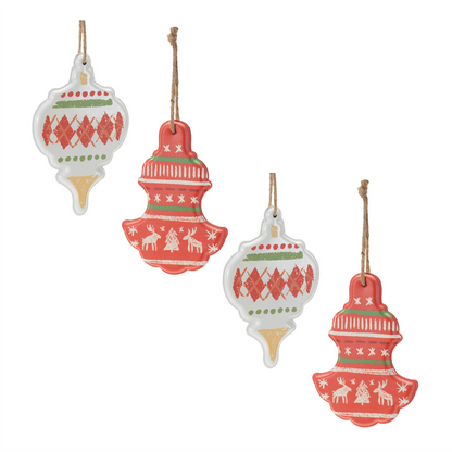 Metal Ornament with Nordic Pattern (Set of 4)