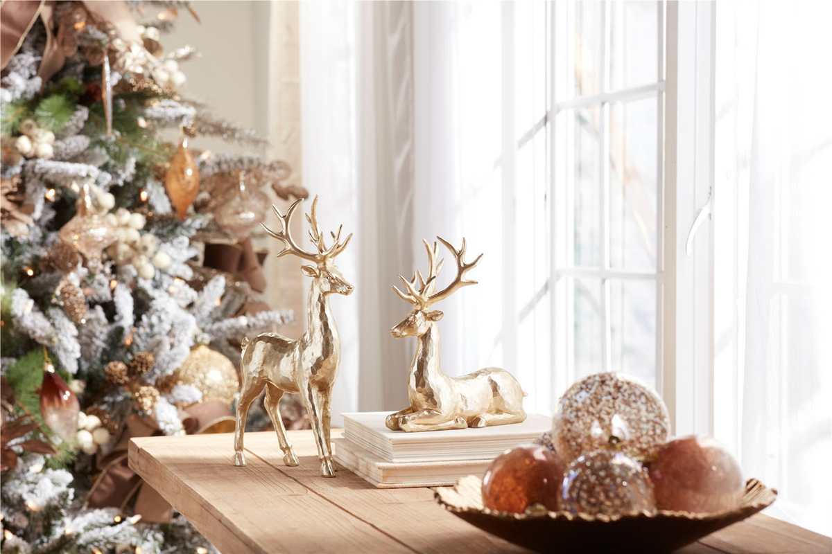 Holiday Deer Figurine (Set of 4) -Ship Only