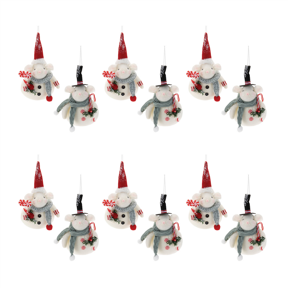 Mouse Ornament (Set of 12) 6.5"H, 7.5"H Polyester -Ship Only