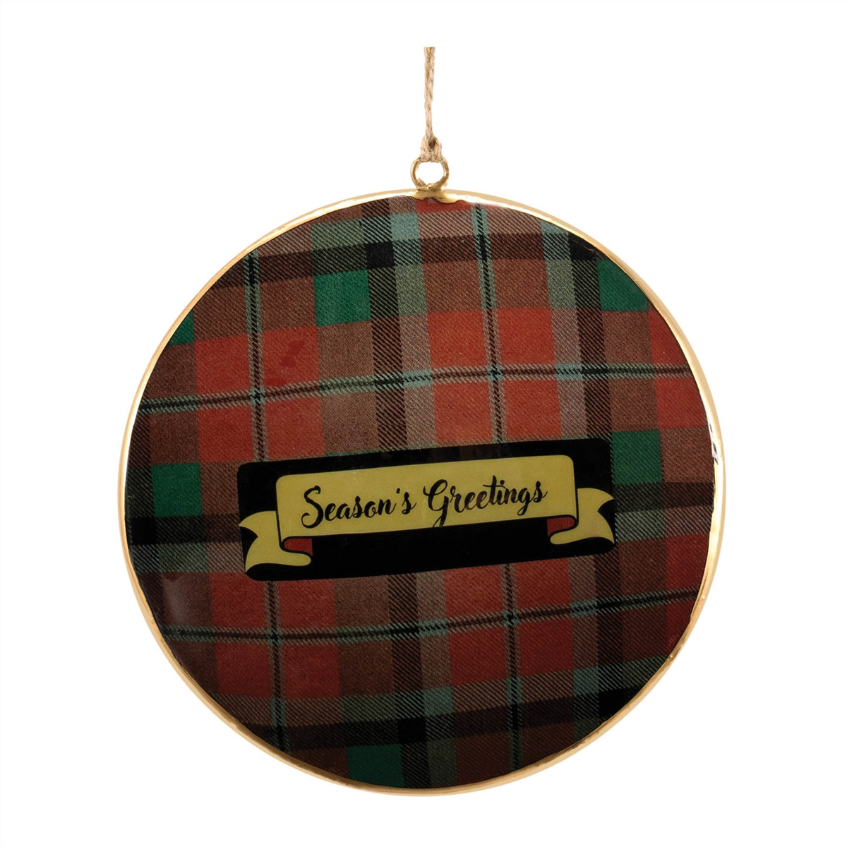 Plaid Disc Ornament (Set of 6) 6”H Iron -Ship Only