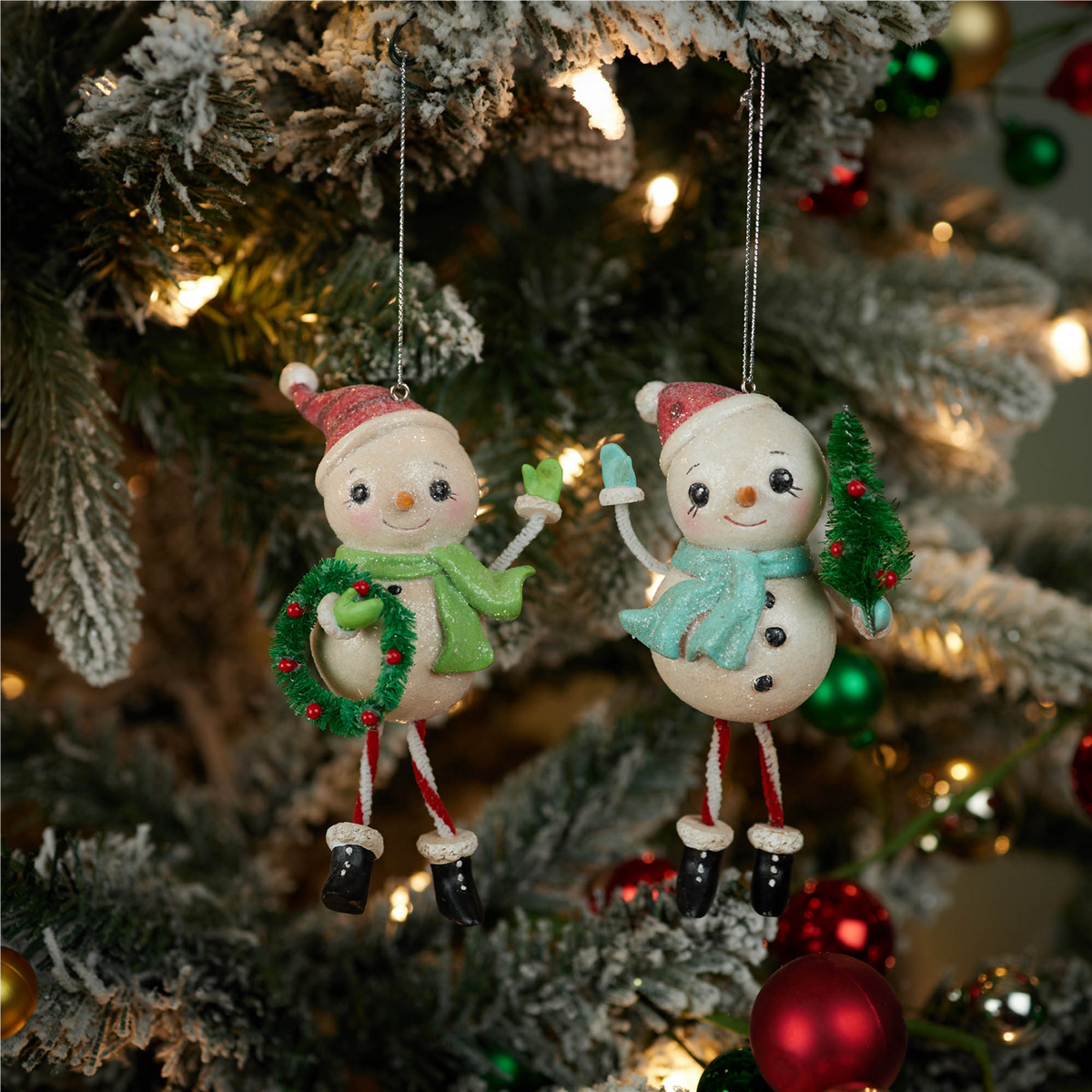 Snowman Ornament (Set of 12) 4”H Resin -Ship Only