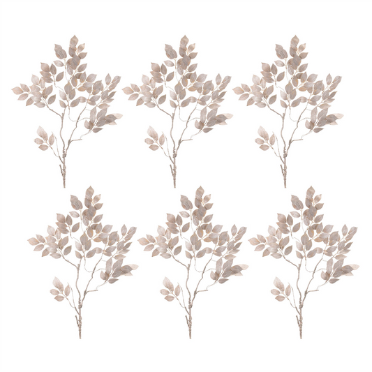 Glittered Leaf Spray (Set of 6) -Ship Only