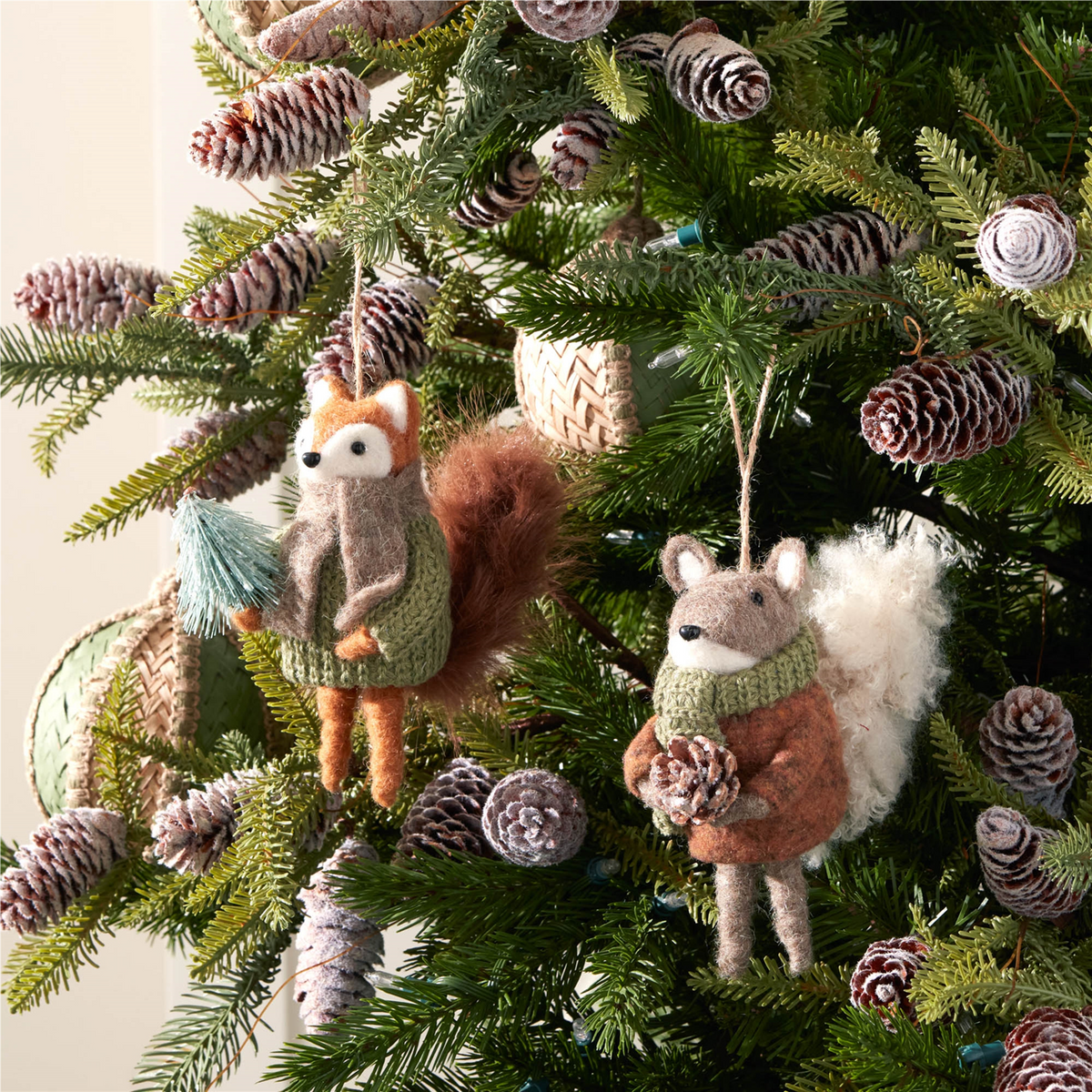 Felt Squirrel and Fox Ornament (Set of 12) -Ship Only