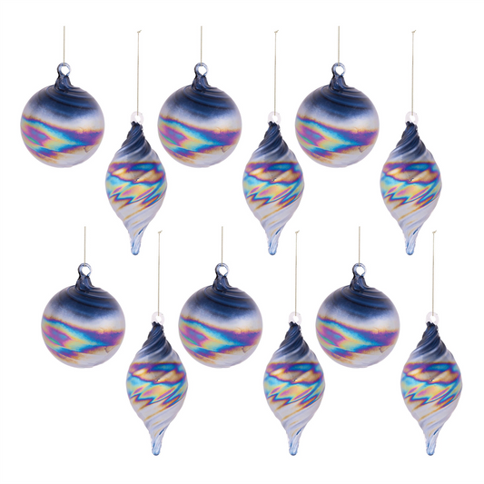 Ornament (Set of 12) 3.5"D, 6"H Glass -Ship Only