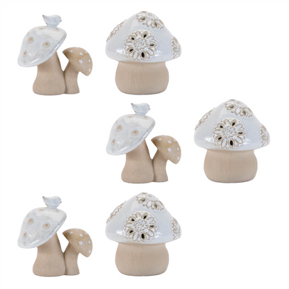 Porcelain Mushroom Decor (Set of 6)