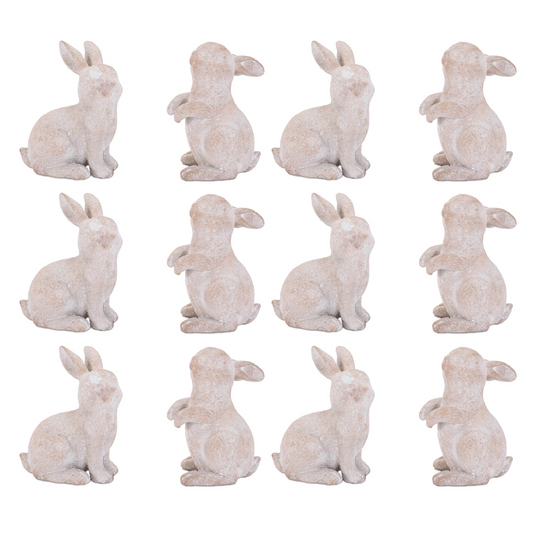 Bunny (Set of 12) 3.5"H, 3.75"H Resin -Ship Only