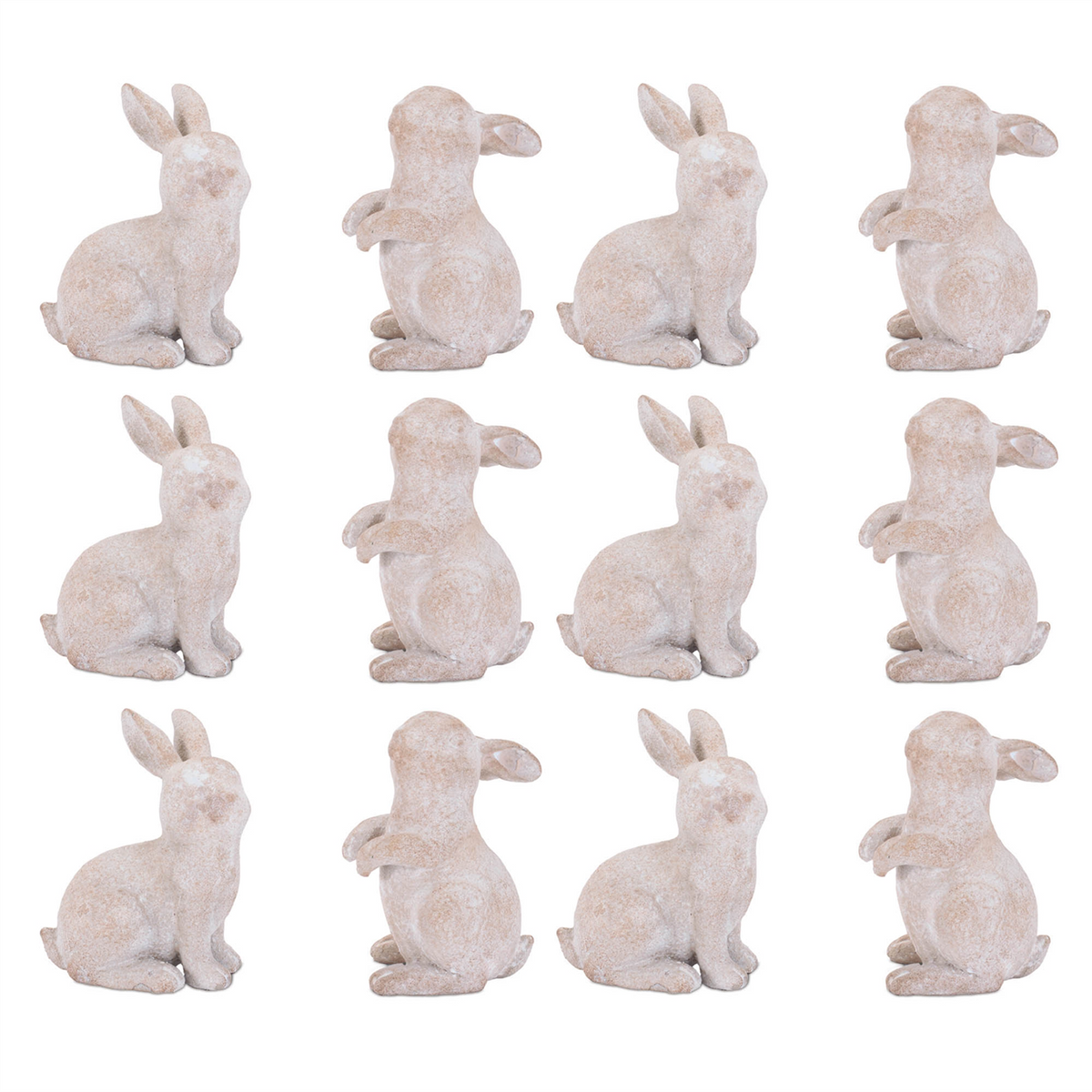 Bunny (Set of 12) 3.5"H, 3.75"H Resin -Ship Only