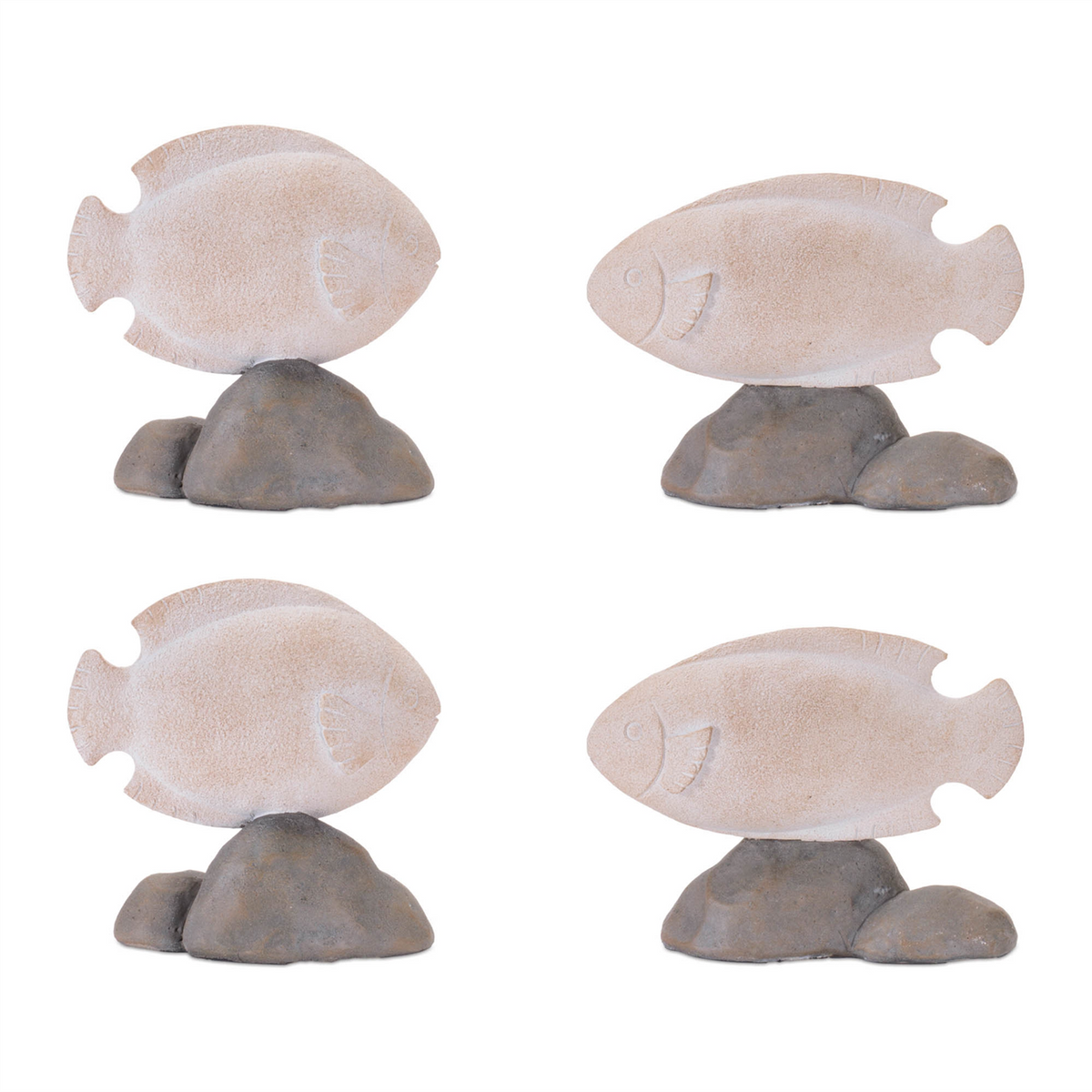 Fish on Rock Decor (Set of 4)
