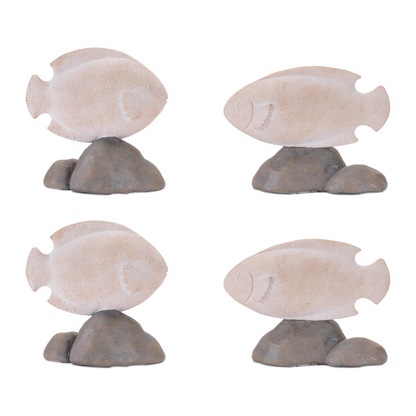 Fish on Rock Decor (Set of 4)