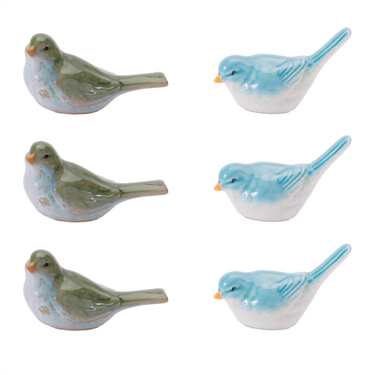 Bird (Set of 6) 3"H, 3.5"H Stoneware -Ship Only