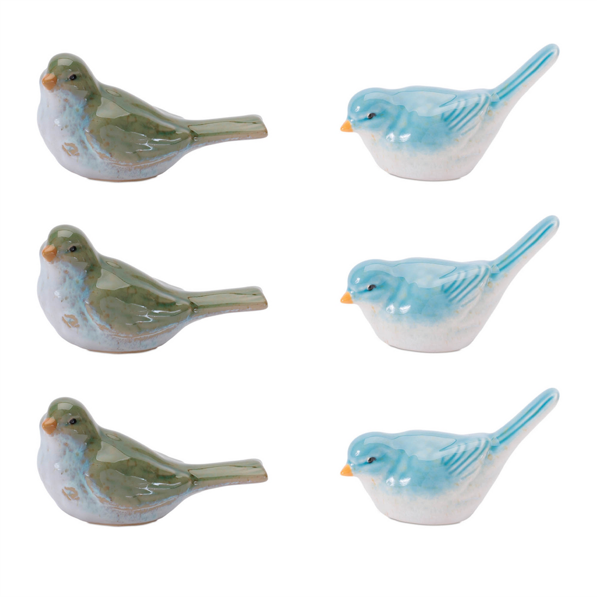 Bird (Set of 6) 3"H, 3.5"H Stoneware -Ship Only