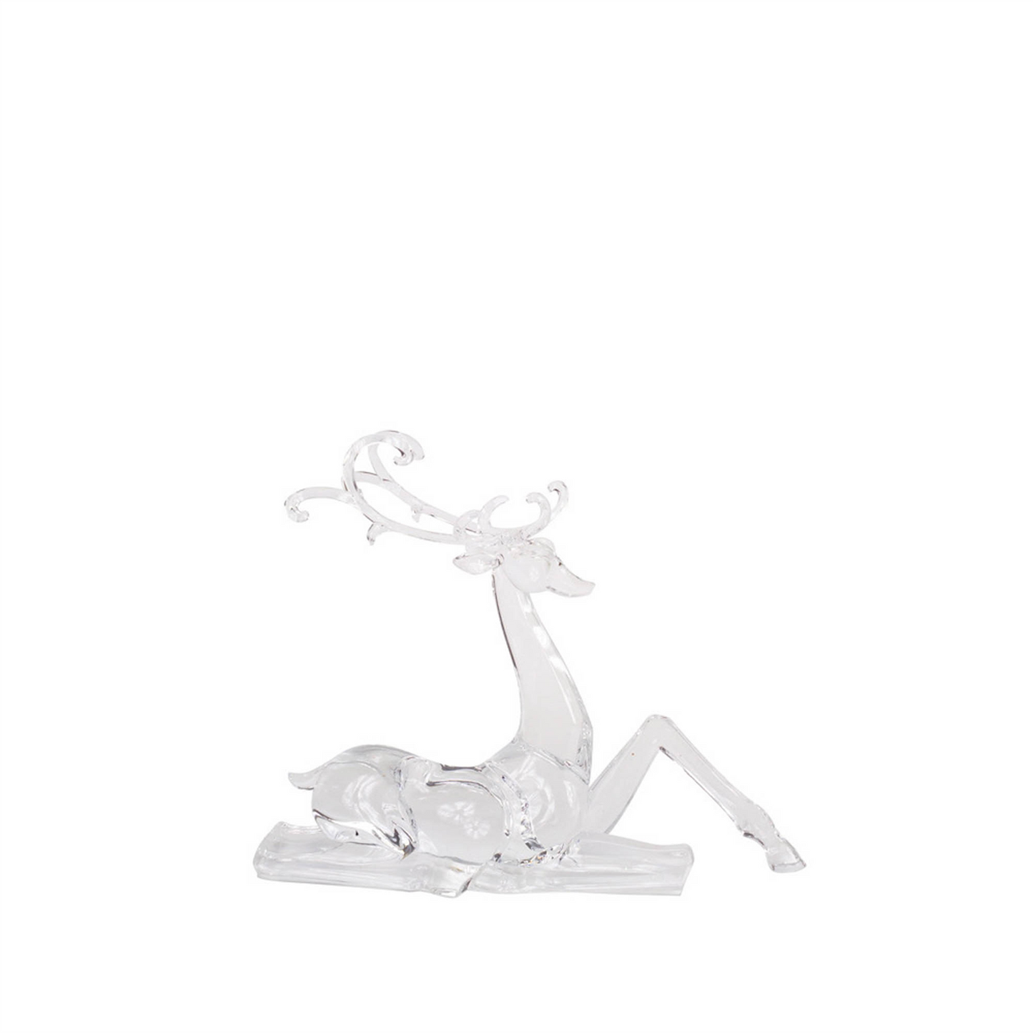 Modern Clear Acrylic Holiday Deer Figurine (Set of 2) -Ship Only