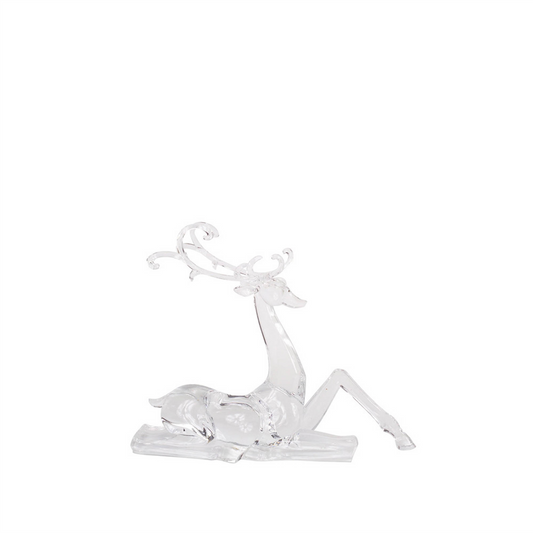 Modern Clear Acrylic Holiday Deer Figurine (Set of 2) -Ship Only