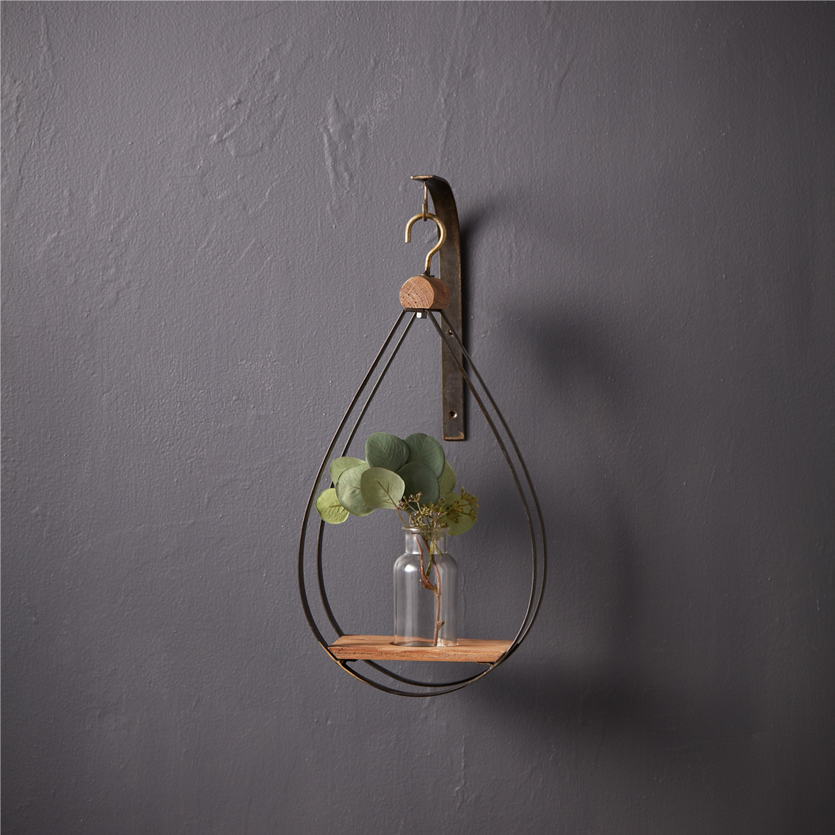 Hanging Bottle Vase in Teardrop Frame (Set of 2) -Ship Only