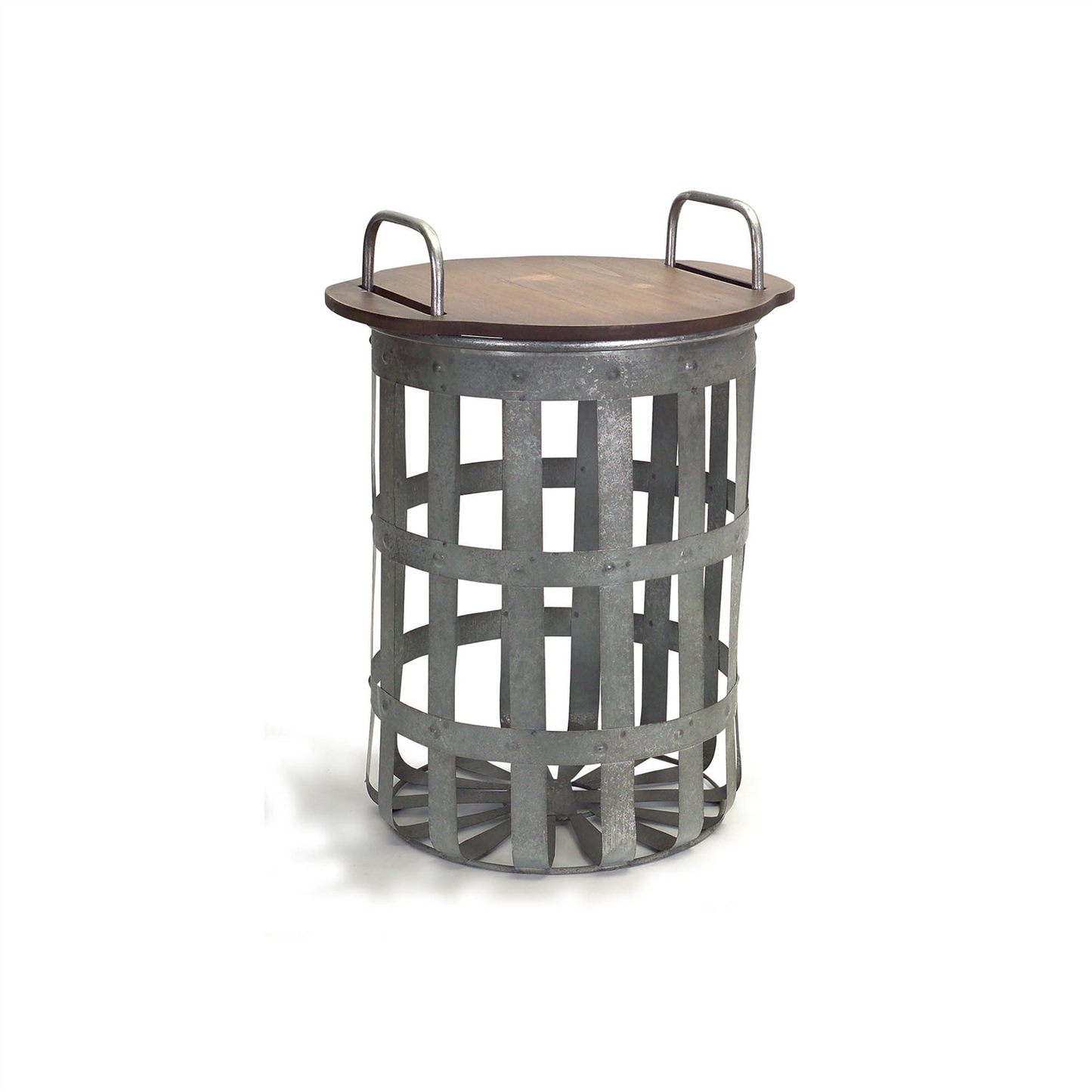Metal and Wood Side Basket Tables (Set of 2) -Ship Only