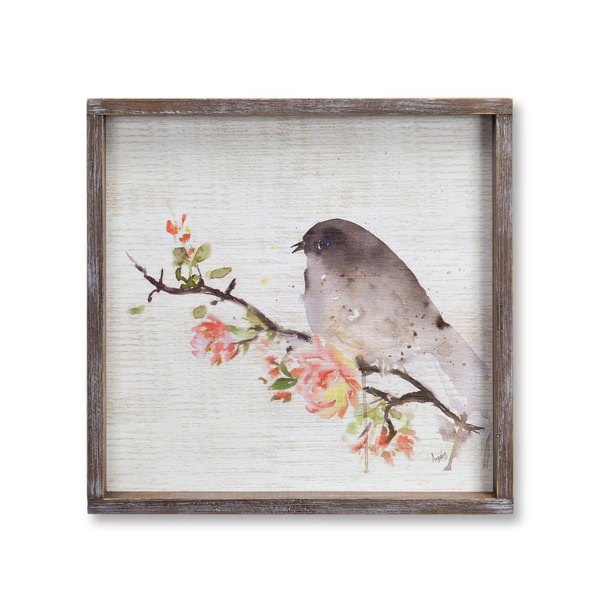 Wood Framed Watercolor Bird Plaque (Set of 2) -Ship Only