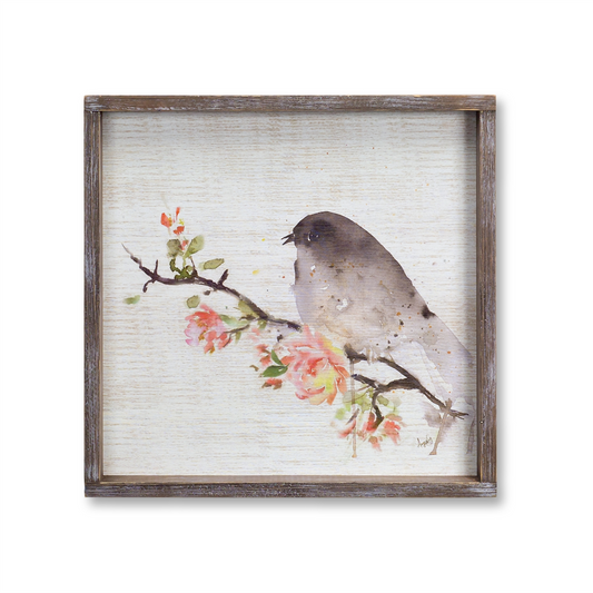 Wood Framed Watercolor Bird Plaque (Set of 2) -Ship Only