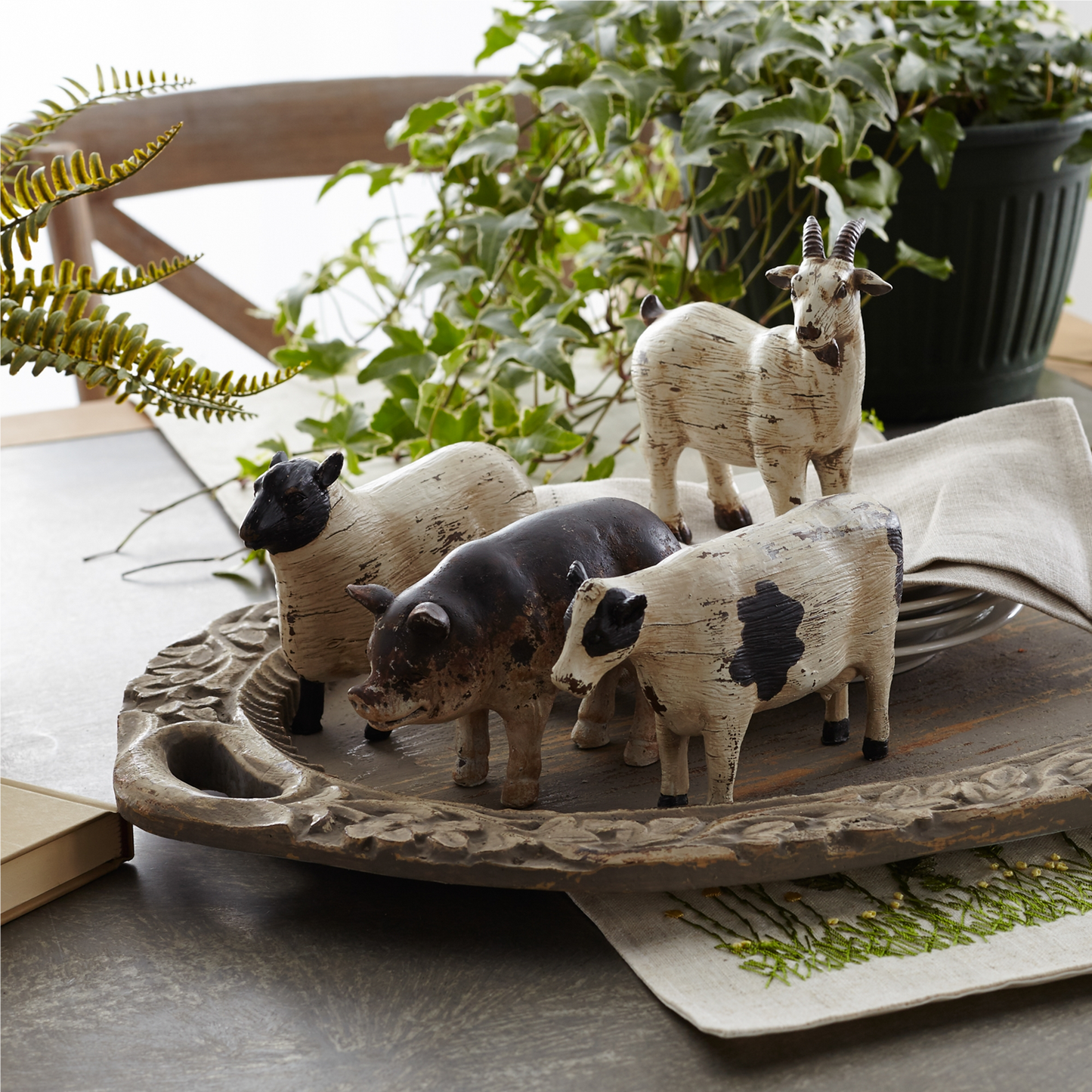 Rustic Farm Animal Figurine (Set of 8) -Ship Only