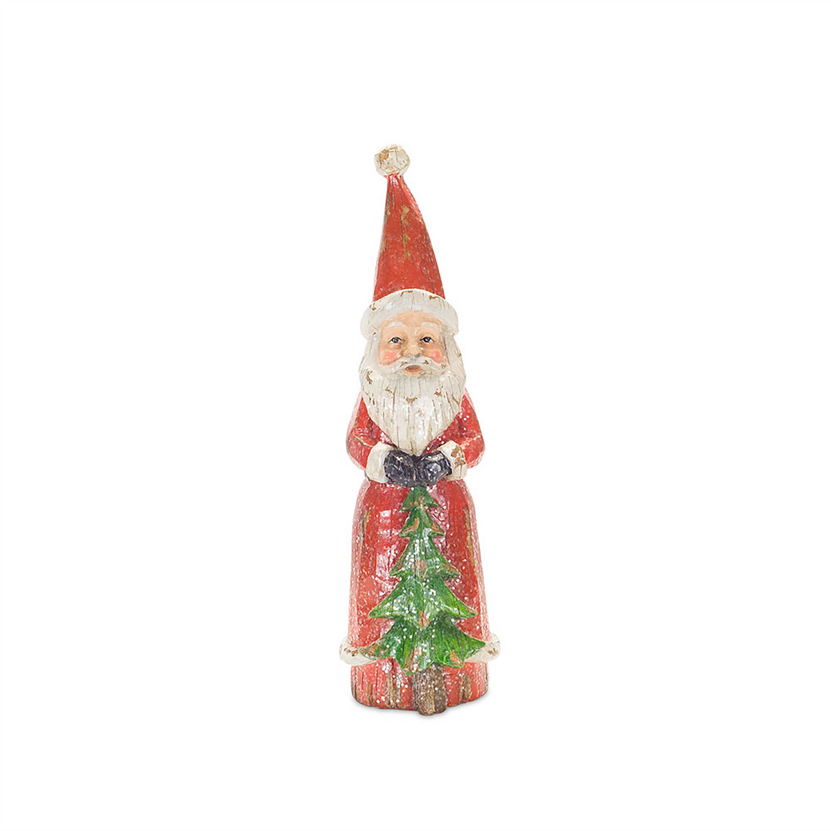 Distressed Wood Design Santa Figruine (Set of 3) -Ship Only