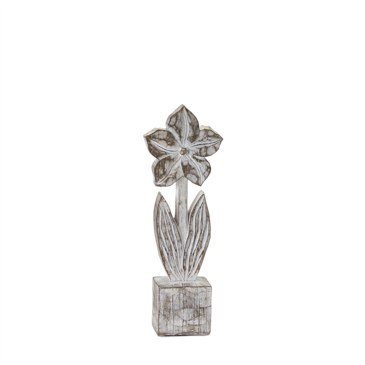 White Washed Potted Floral Sculpture (Set of 3) -Ship Only