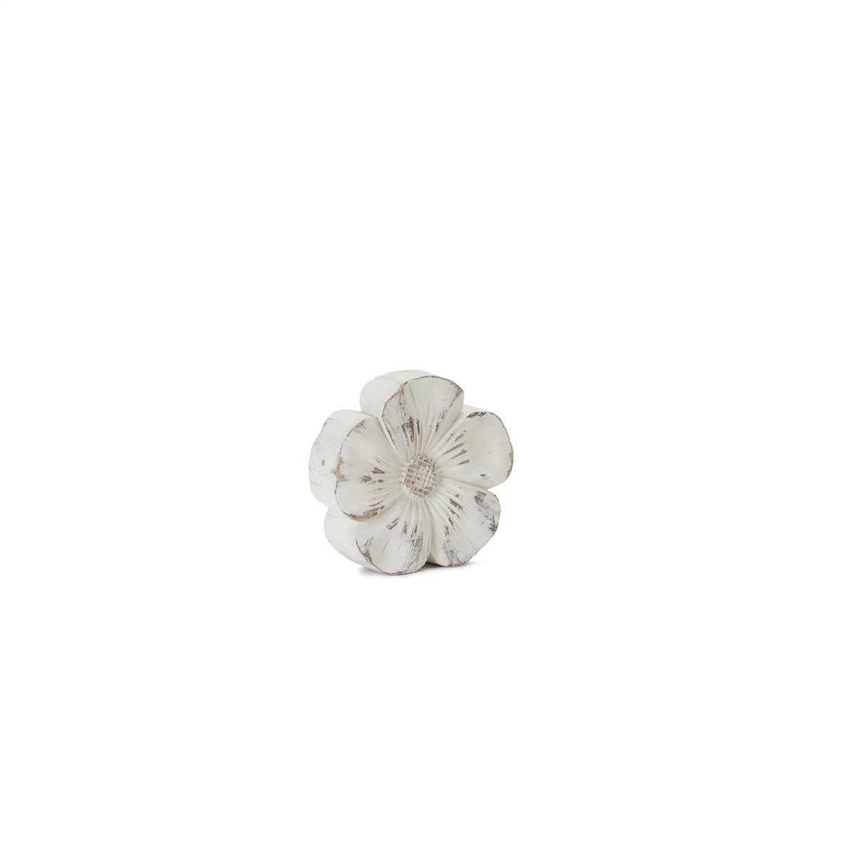 White Washed Stone Flower Decor (Set of 3) -Ship Only