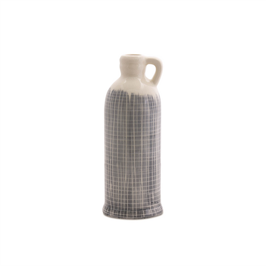 Terra Cotta Jug Vase with Navy Criss Cross Pattern (Set of 3) -Ship Only
